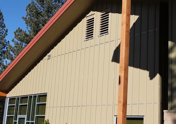Flannery's Cement Panel J Mold utilized as border trim around the soffit paneling.
