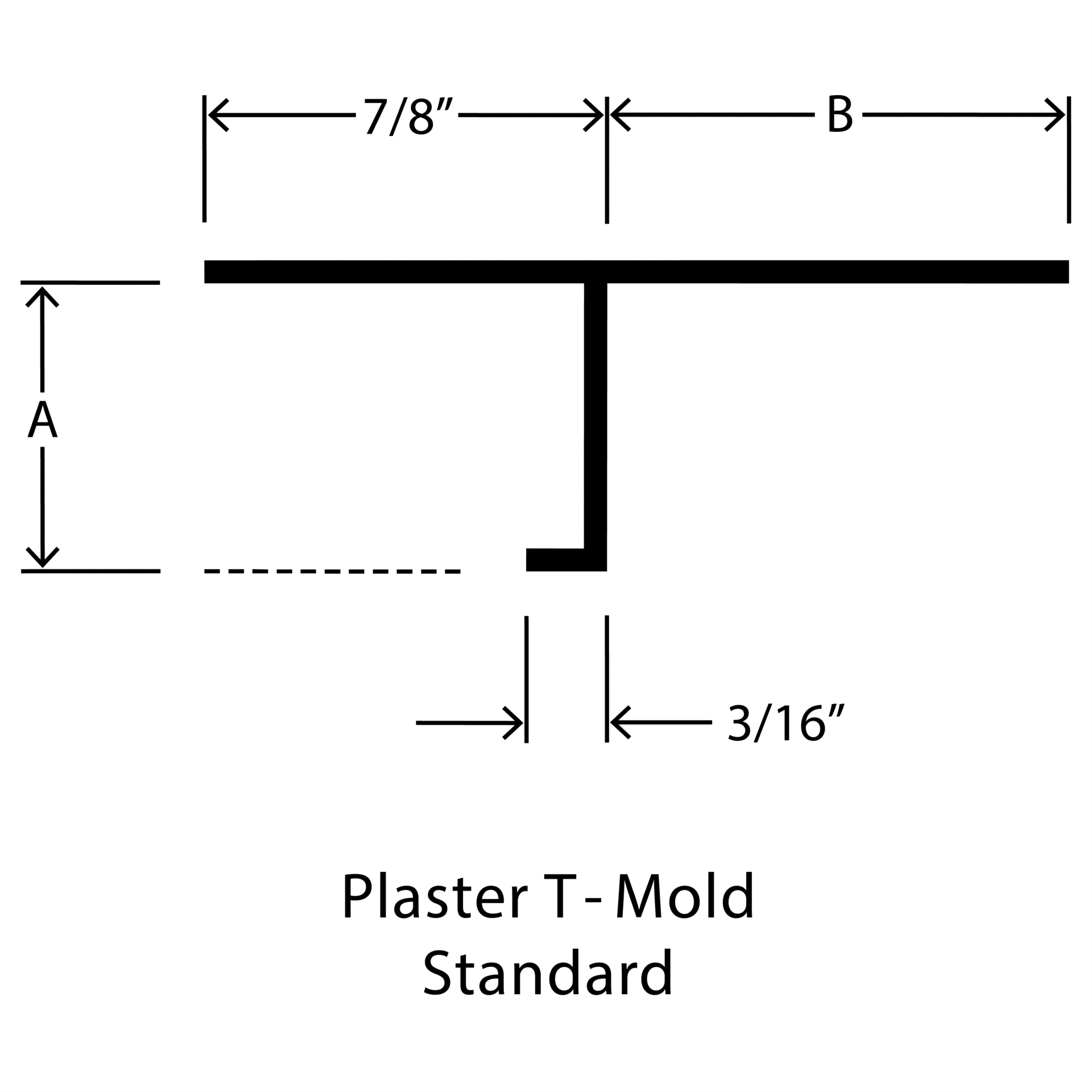 13 Plaster T Mold Standard Shape Dimen 1000 BjB - Plaster T-Mold