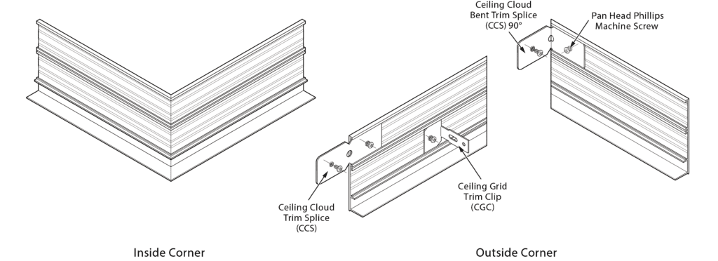05 DCCE 400 3D Corners 1600 w clips R4 BjB 1024x372 - Drywall Ceiling Cloud Edge Trim (DCCE)